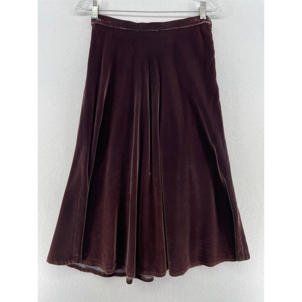 ALBERT CAPRARO Skirt 10 Velvet A-Line Flare Midi Side Zip Boho Purple Vtg